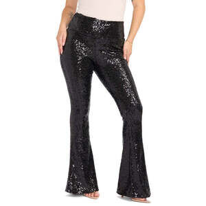 Tipsy Elves Black Sequin Flare Leggings Size XS